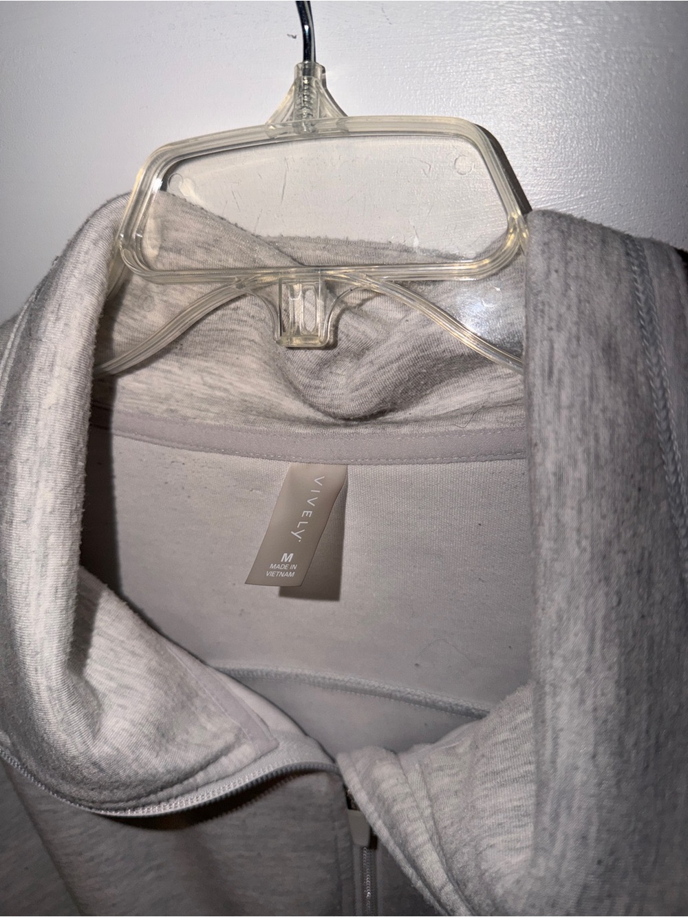 Light Gray Zip Front Drawstring Jacket - Picture 2 of 3